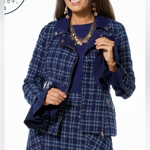 Christian Siriano Jackets & Blazers - C Wonder by Christian Siriano Tweed Moto Jacket